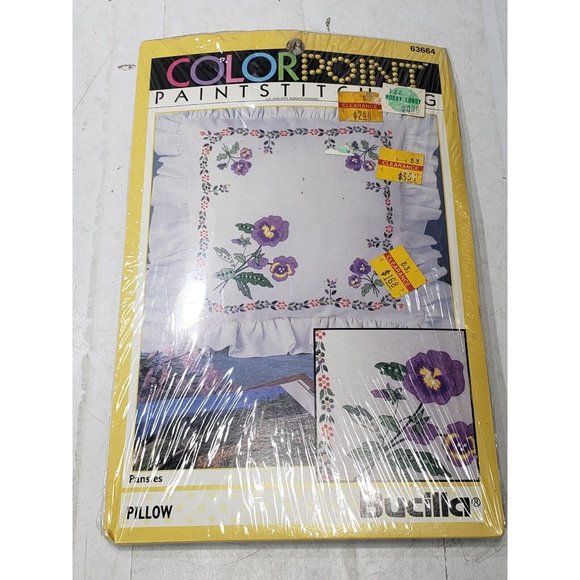 Bucilla Colorpoint Paint Stitching Kits Lot Of 3 Pansies Strawberry Sampler Vtg - Picture 6 of 7